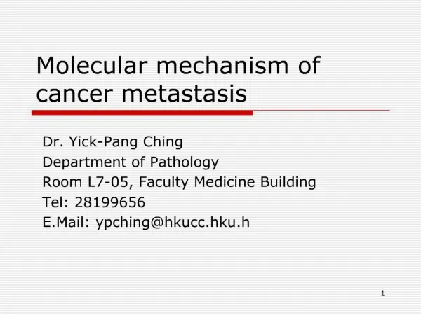 Molecular mechanism of cancer metastasis