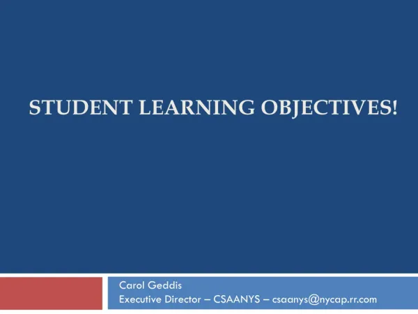 Student Learning Objectives!