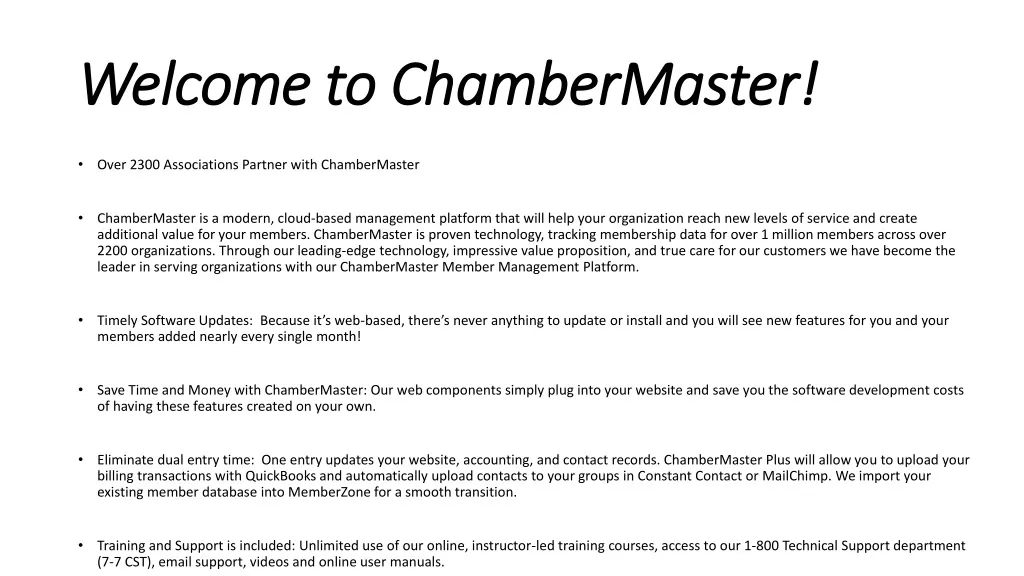 welcome to chambermaster