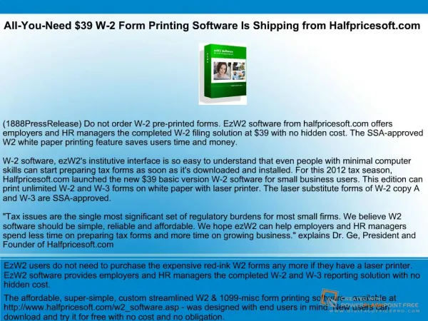 All-You-Need $39 W-2 Form Printing Software Is Shipping from