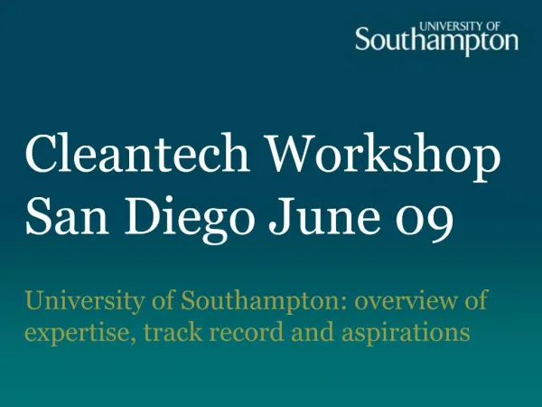 Cleantech Workshop San Diego June 09