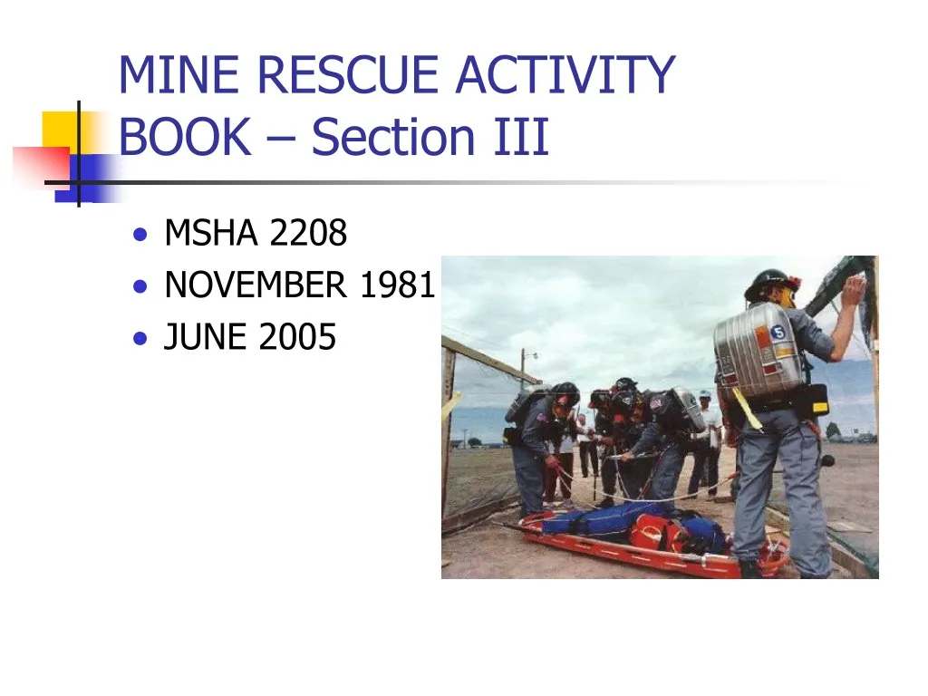 mine rescue activity book section iii