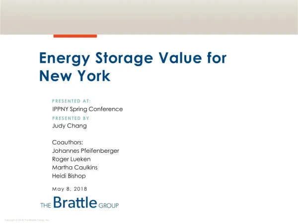 Energy Storage Value for New York