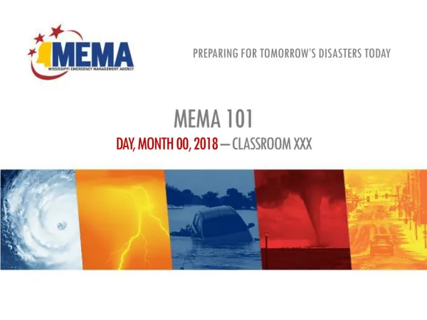 MEMA 101 DAY, MONTH 00, 2018 – CLASSROOM XXX