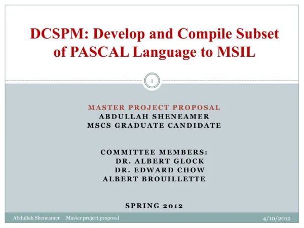 DCSPM : Develop and Compile Subset of PASCAL Language to MSIL
