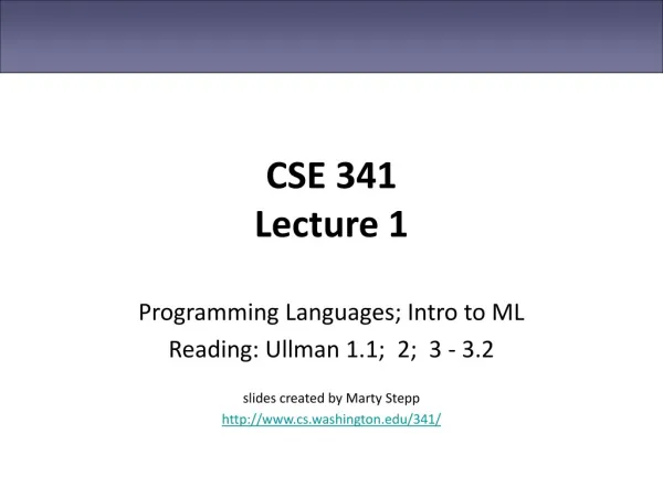 CSE 341 Lecture 1