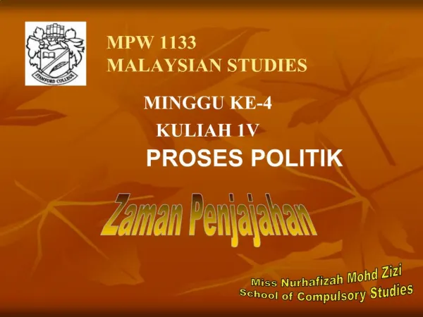 MPW 1133 MALAYSIAN STUDIES