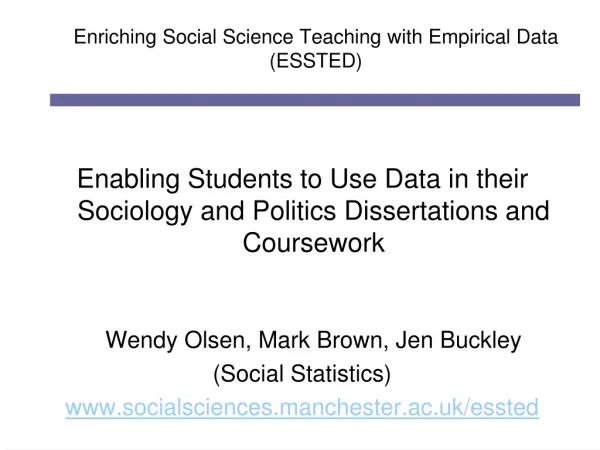 Enriching Social Science Teaching with Empirical Data (ESSTED)
