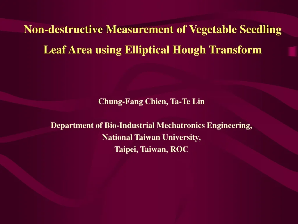 non destructive measurement of vegetable seedling leaf area using elliptical hough transform