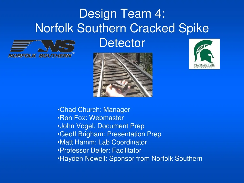 design team 4 norfolk southern cracked spike detector