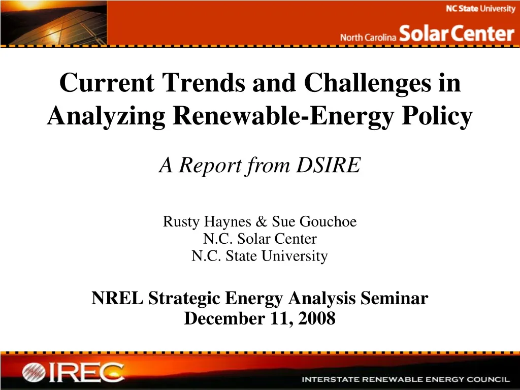 current trends and challenges in analyzing renewable energy policy