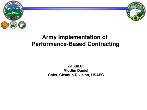 Army Implementation of Performance-Based Contracting
