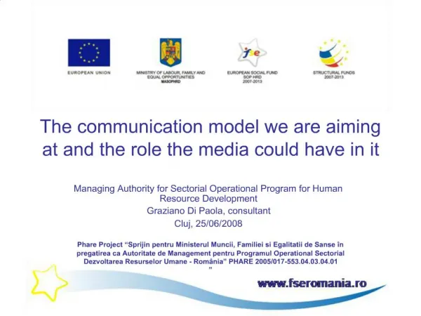 The communication model we are aiming at and the role the media could have in it