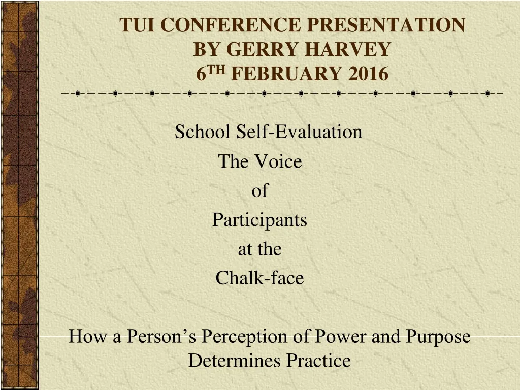 tui conference presentation by gerry harvey 6 th february 2016