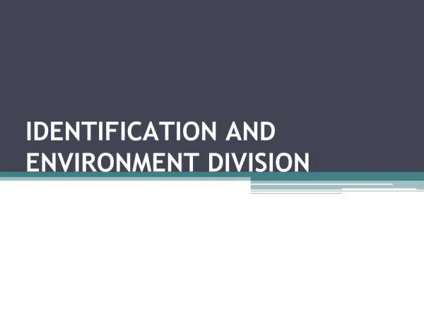 IDENTIFICATION AND ENVIRONMENT DIVISION
