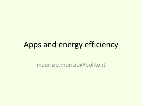 Apps and energy efficiency