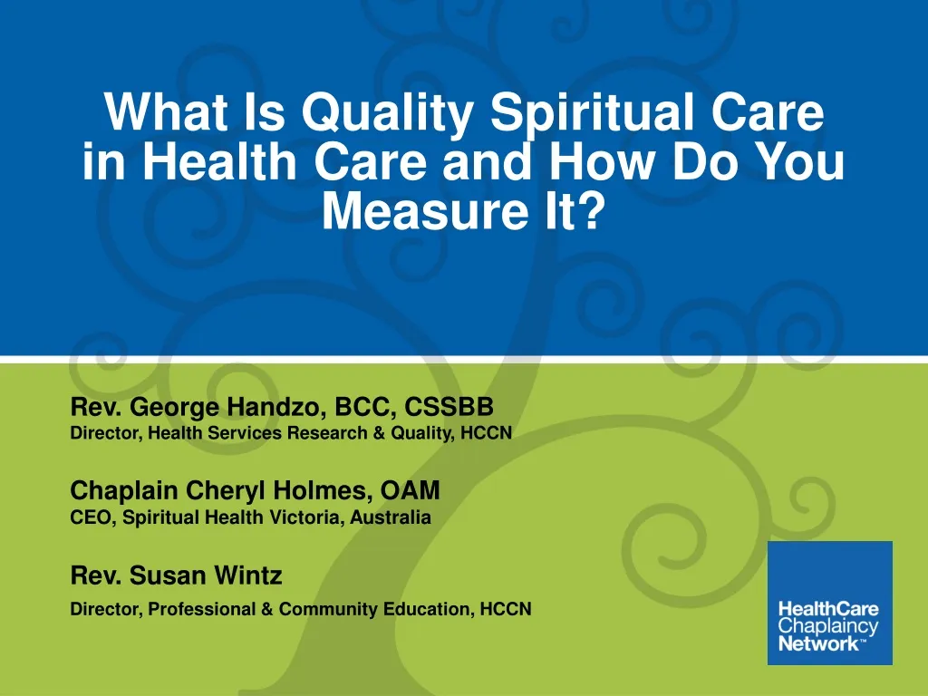 what is quality spiritual care in health care and how do you measure it