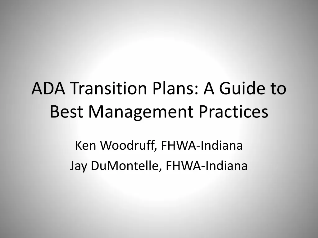 ada transition plans a guide to best management practices