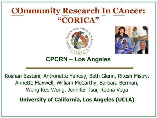 COmmunity Research In CAncer: CORICA