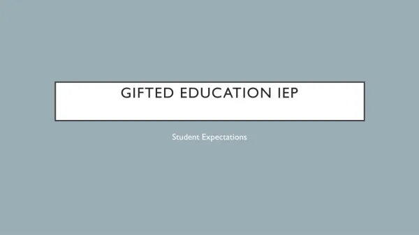 Gifted Education IEP
