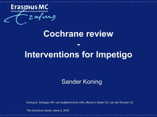 Cochrane review - Interventions for Impetigo