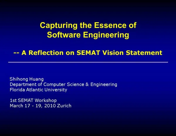 Capturing the Essence of Software Engineering -- A Reflection on SEMAT Vision Statement