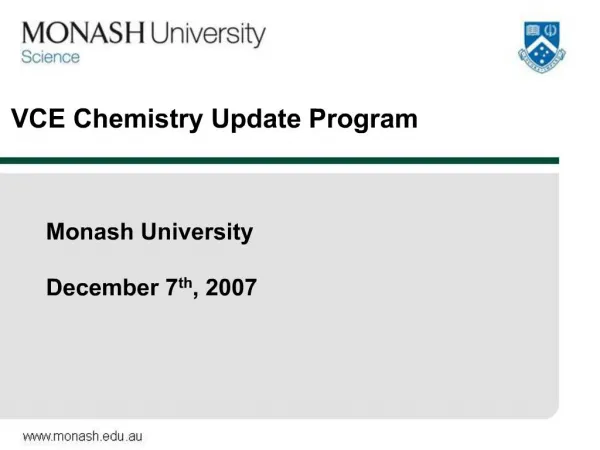VCE Chemistry Update Program