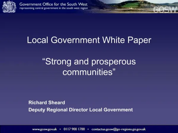 Local Government White Paper Strong and prosperous communities