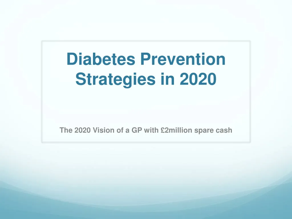 diabetes prevention strategies in 2020