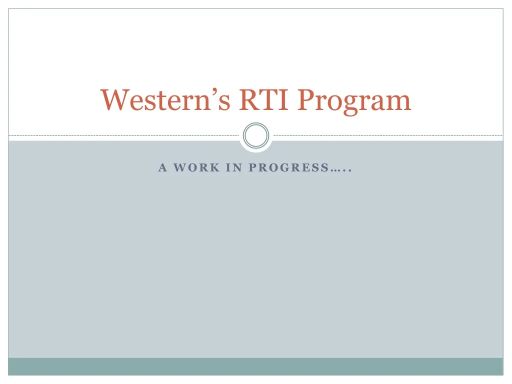 western s rti program