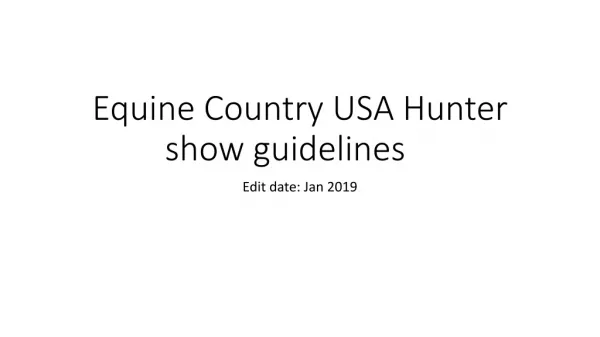 Equine Country USA Hunter show guidelines