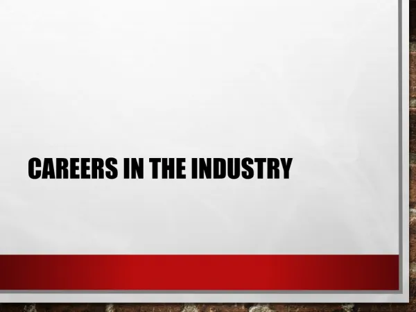 CAREERS IN THE INDUSTRY