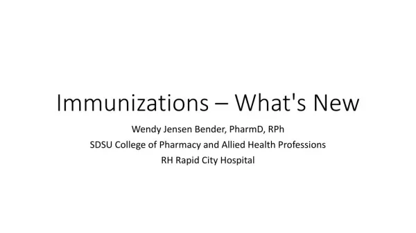 Immunizations – What's New
