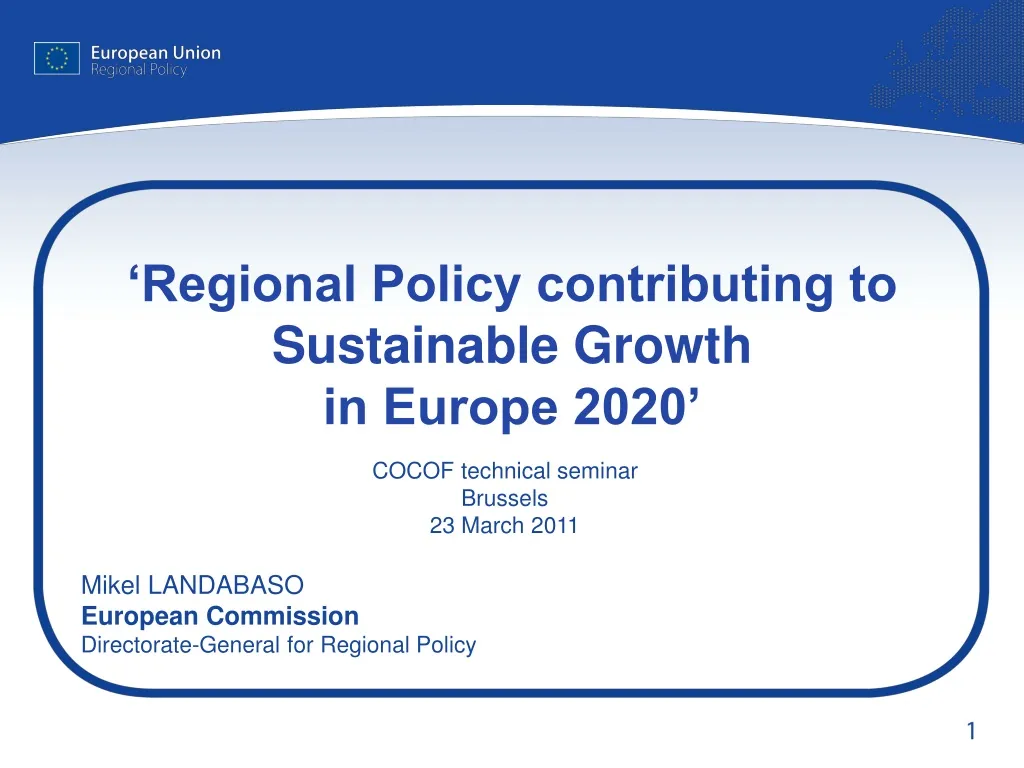 regional policy contributing to sustainable growth in europe 2020