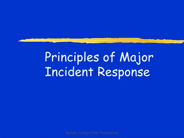 Principles of Major Incident Response
