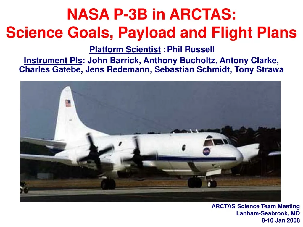 nasa p 3b in arctas science goals payload