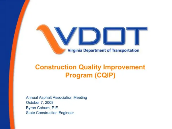 Construction Quality Improvement Program CQIP