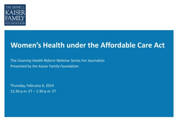 Women’s Health under the Affordable Care Act
