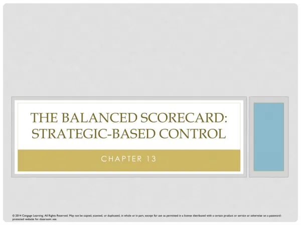 The Balanced Scorecard: Strategic-Based Control