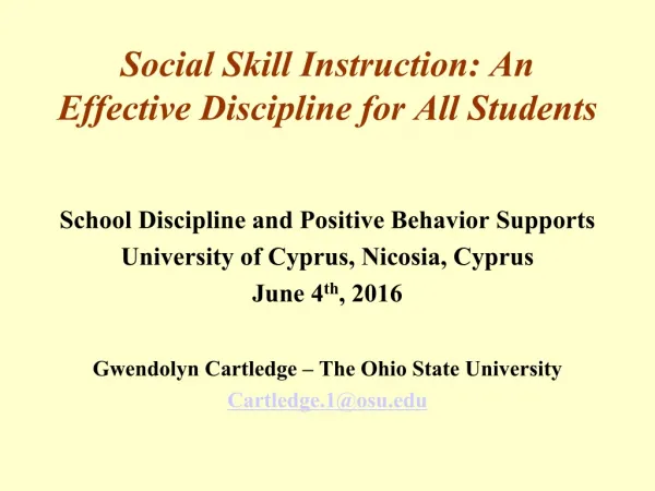 Social Skill Instruction: An Effective Discipline for All Students