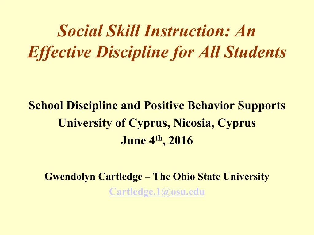 social skill instruction an effective discipline for all students