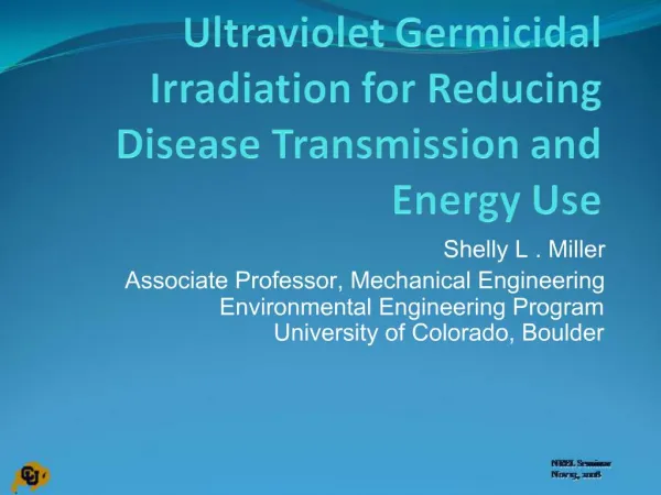 Ultraviolet Germicidal Irradiation for Reducing Disease Transmission and Energy Use