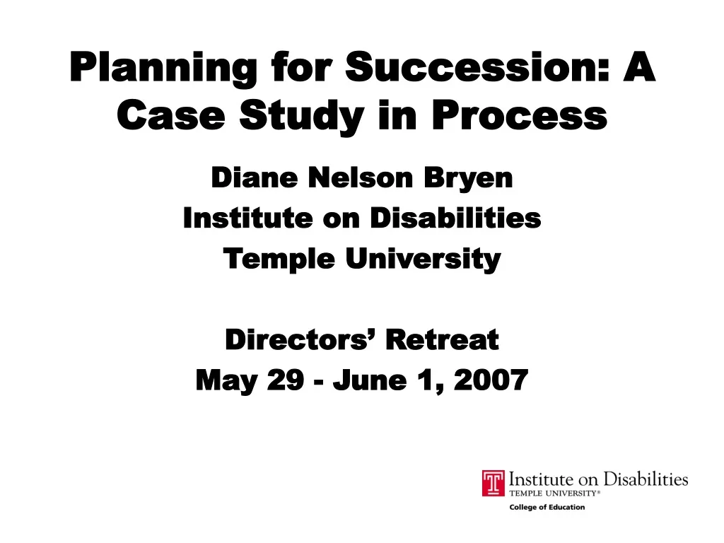 planning for succession a case study in process