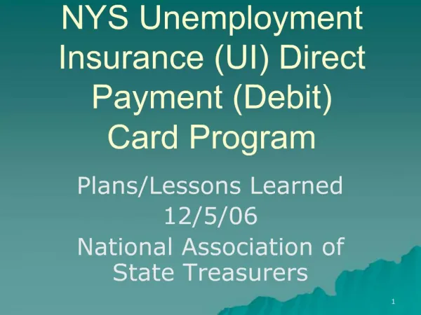 NYS Unemployment Insurance UI Direct Payment Debit Card Program