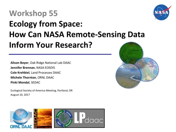 Workshop 55 Ecology from Space: How Can NASA Remote-Sensing Data Inform Your Research?