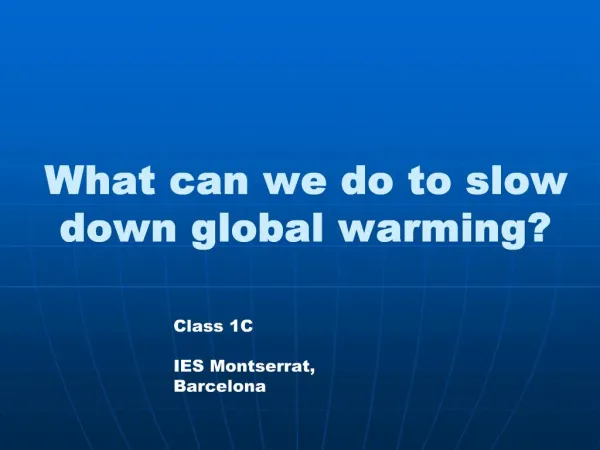 What can we do to slow down global warming