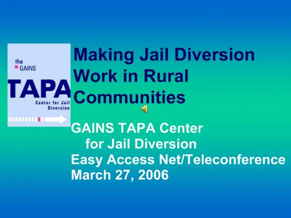 Making Jail Diversion Work in Rural Communities