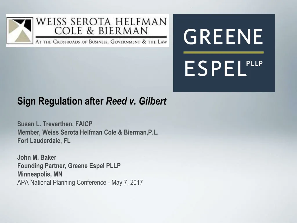 sign regulation after reed v gilbert susan
