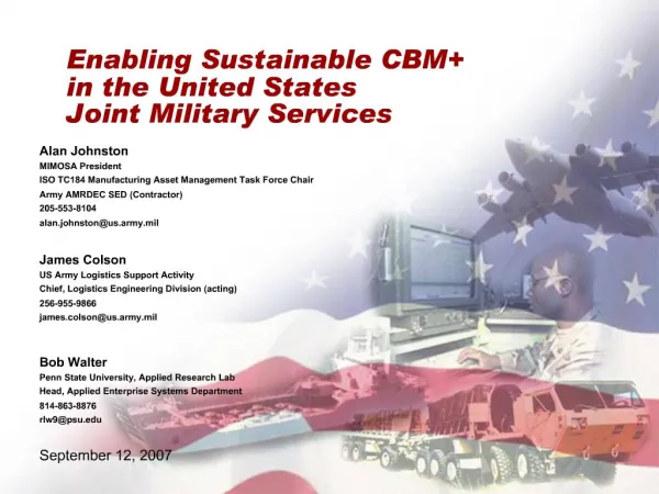Enabling Sustainable CBM in the United States Joint Military Services