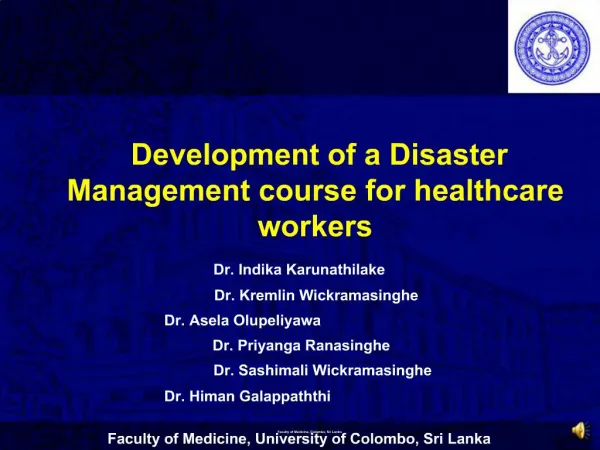 Development of a Disaster Management course for healthcare workers
